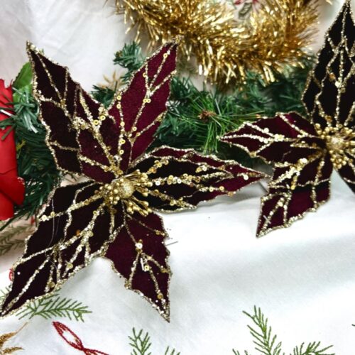 Burgundy & Gold Poinsettia Flower