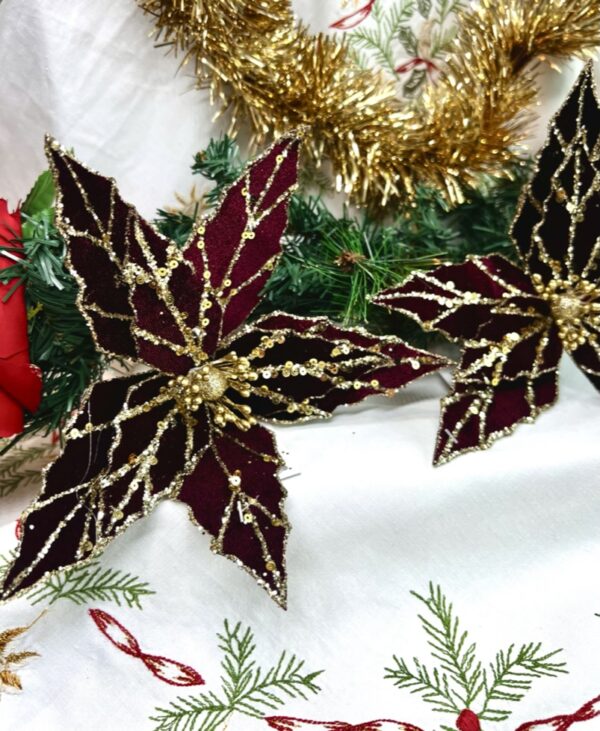 Burgundy & Gold Poinsettia Flower