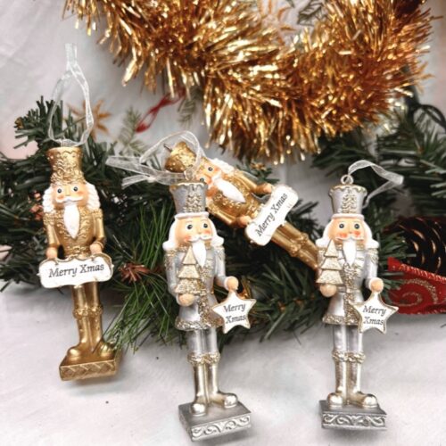 BC9CA3FE-8A4D-4EFF-A2BD-F380C28AF1BD_1_105_c Gold and Silver Nutcracker Solider Hanging Ornament