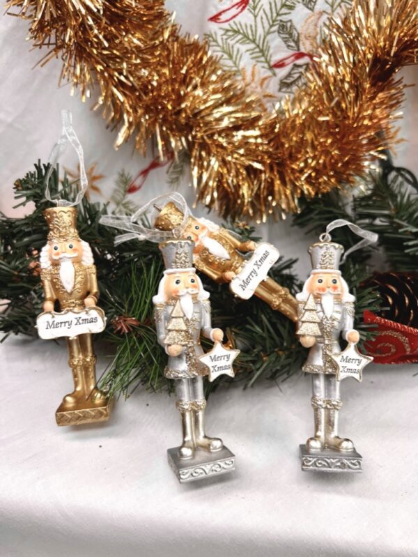 Gold and Silver Nutcracker Solider Hanging Ornament