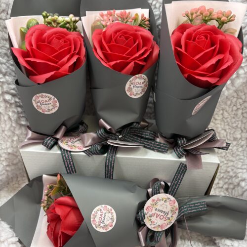 4 roses Single Rose Soap Bouquet