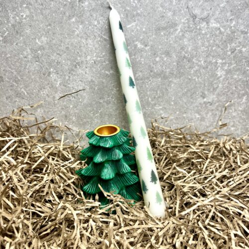 Green Fir Tree Candle Holder with Tree Candle