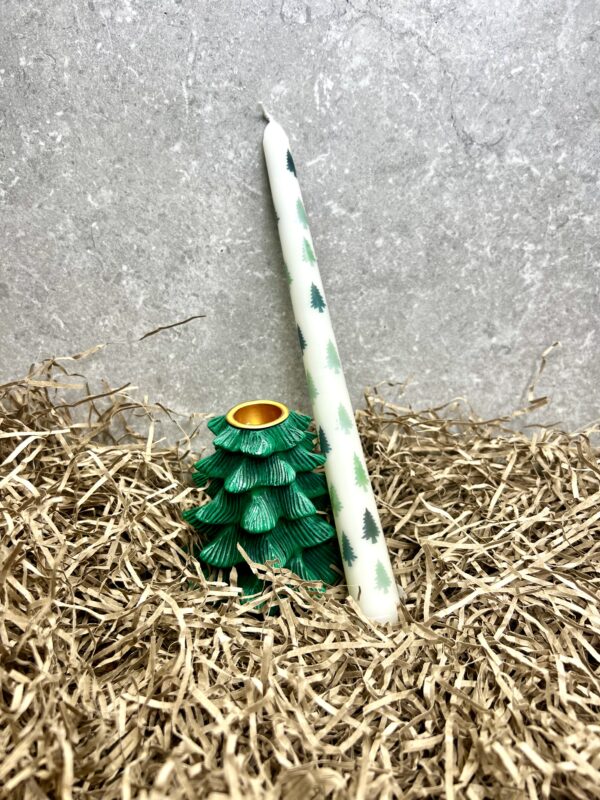 Green Fir Tree Candle Holder with Tree Candle