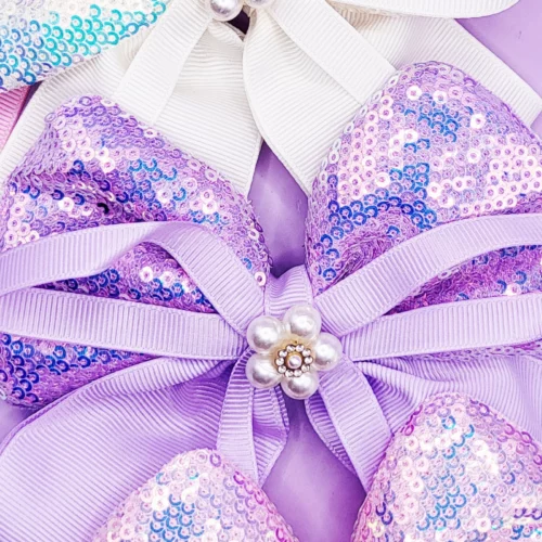 cream + purple Pearl Sparkly Hair Bow