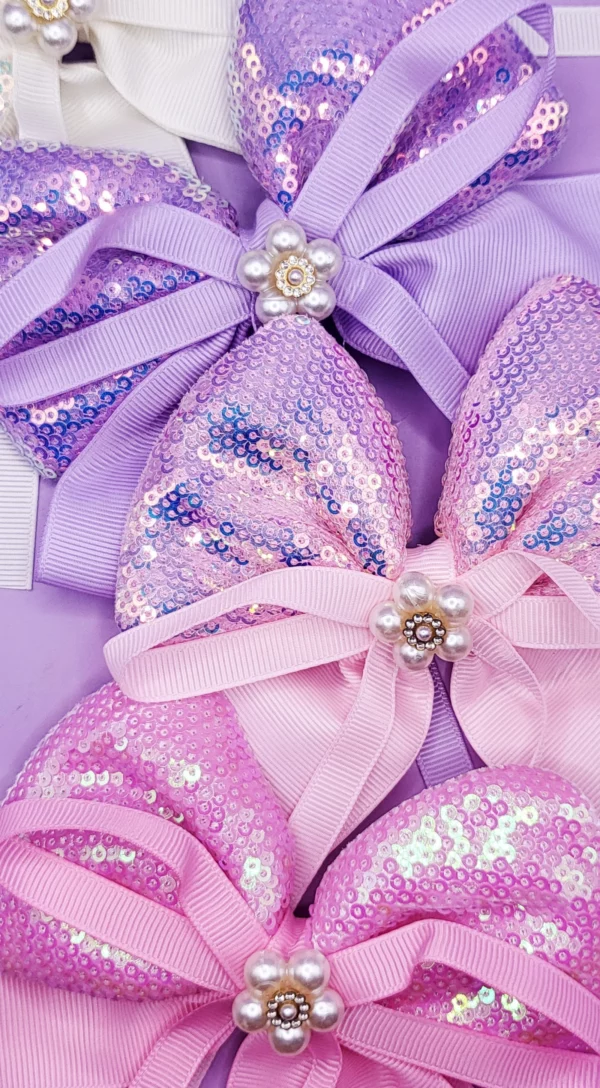 pink Pearl Sparkly Hair Bow