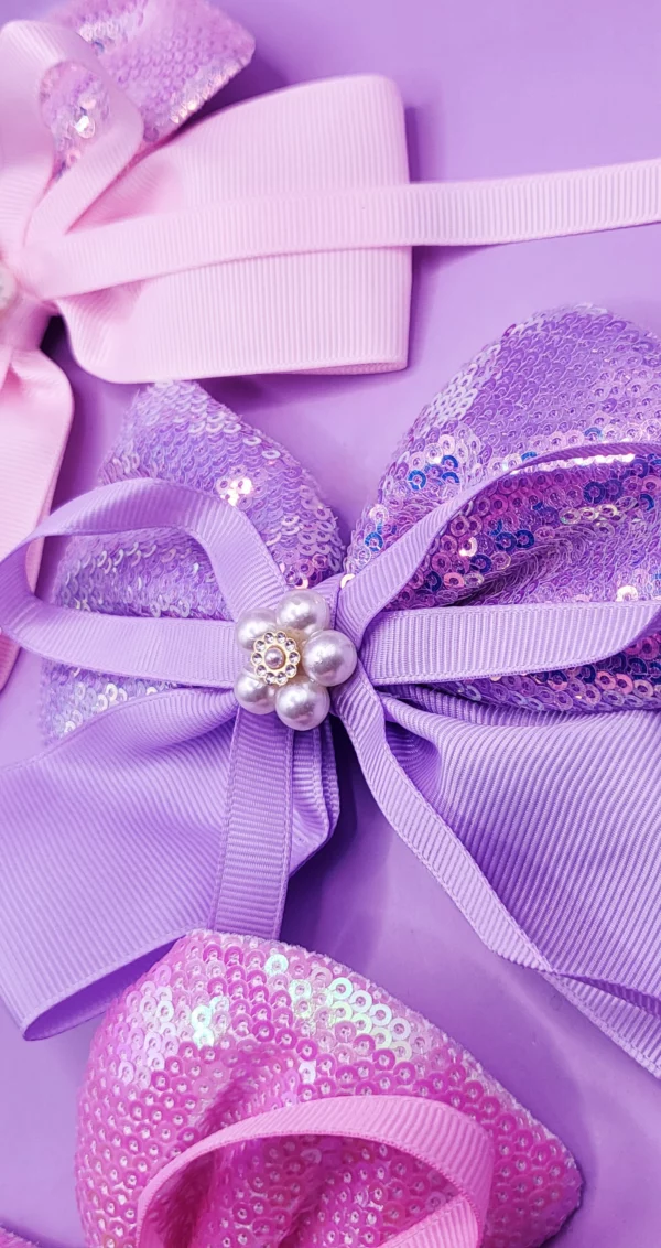 purple Pearl Sparkly Hair Bow